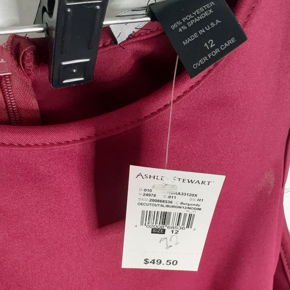 NEW 12 Ashley Stewart Burgundy Cutout Dress - Picture 7 of 8